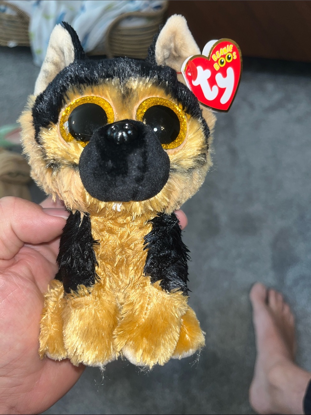 Ty Beanie Boos German Shepherd Plush - Black & Gold